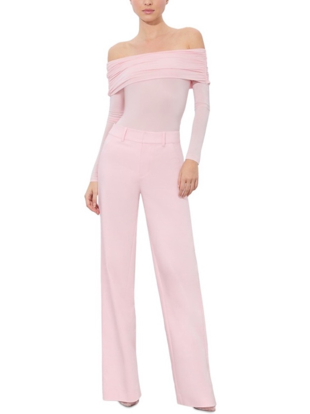 Alice + Olivia Light Pink Crepe Alexander High Rise Slim Straight Pants Size 4